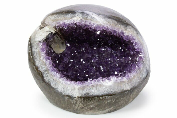 Sparkling Deep Purple Amethyst Geode with Calcite #345962